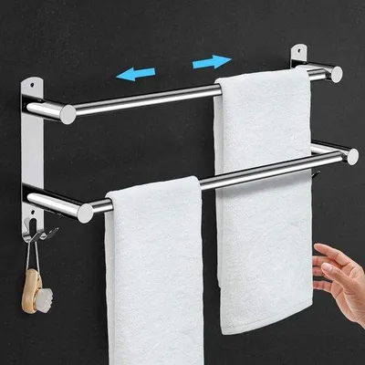Produktbild von Famanu Handtuchhalter ausziehbar 43-78 cm - Silber, 2 Stangen