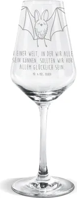 Produktbild von Mr. & Mrs. Panda Weinglas Fledermaus Flügel - Transparent - Geschenk, wein glas, Lustige Sprüche, Weißwein Kelch, Weißweinkelch
