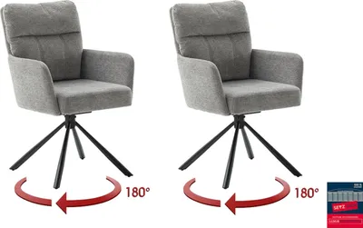 Produktbild von Armlehnstuhl >UTICA< (2-er Set) in Grau, Polyester - 60x92x67cm (BxHxT)