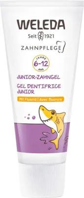Produktbild von Weleda Junior-Zahngel mit Fluorid 50ml, Zahnpasta gegen Zahnverfall, 50 ml, Kinder, Gel, 6 Jahr(e), 2x täglich Zähneputzen. Kinder bis 6 Jahre: Nur erbsengrosse Menge Zahngel benutzen. Zur...
