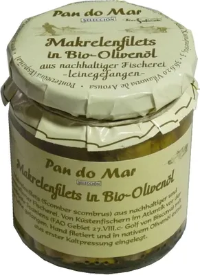 Obrázok produktu pre MAKERELOVÉ FILETKY VEXTRA PANENSKOM OLIVOVOM OLEJI 220 g (154 g) (JAR) - PAN DO MAR