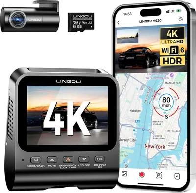 Immagine prodotto di Telecamera per auto, anteriore e posteriore - Autocamera - Telecamera da cruscotto - Telecamera per auto - Telecamera per la guida