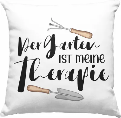 Produktbild von Trendation - Der Garten Ist Mein Therapie Deko-Kissen mit Füllung 40x40 für Gärtner Geschenk Mann Frau (Blau)