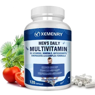 Image de Multivitamines quotidiennes pour hommes (120 comprimés) - Santé de la prostate, immunité, palmier nain