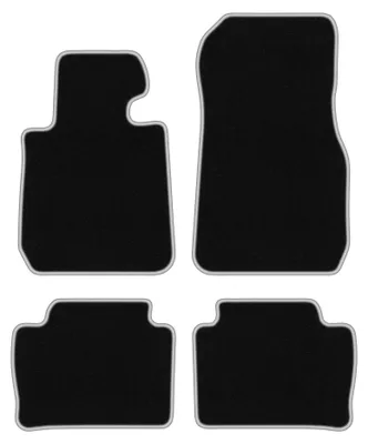 Image de Tapis de sol en moquette pour BMW 3 F30 2011-2018 (berline) – jeu 4 pièces, noir/argent, sur mesure – Wielganizator CARLUX