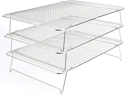 Image de Grille de cuisson en acier inoxydable, 3 niveaux, pliable, 42 x 30,5 x 22 cm, argent