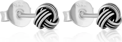 Produktbild von Paar 4mm Knoten Ohrstecker 4mm Keltic 925 Sterling Silber Gothic Schmuck 4352