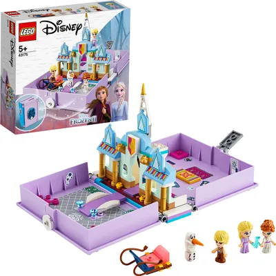 Produktbild von LEGO 43175 Disney Princess Annas und Elsas Märchenbuch Spielzeug aus Frozen 2, Eiskönigin Schloss mit Figur von Olaf und Mini-Puppen der Prinzessinnen