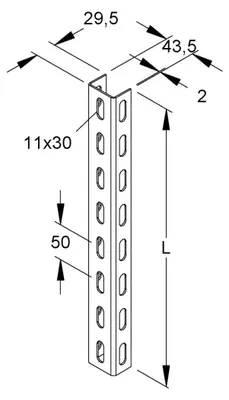Produktbild von NIEDAX U-Profil 43,5x29,5x3000mm 3 Meter