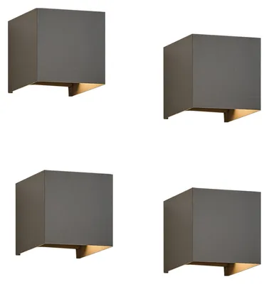 Image de ZMH Applique murale Led 4ER Extérieur Gris Applique G9 Blanc chaud Moderne Up Down IP65 Etanche Applique extérieure Faisceau réglable Lampe de couloir