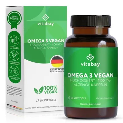 Produktbild von Omega-3 1100 mg vegan 600mg Dha+300mg Epa Weichk. 60 St