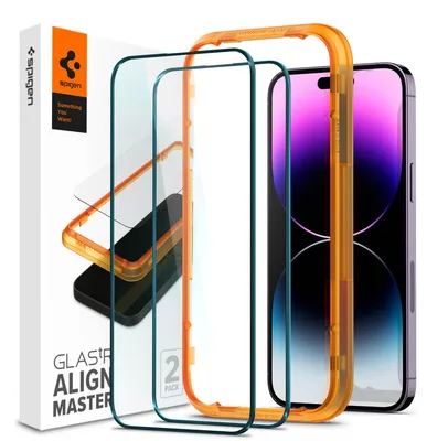Obrázek produktu pro Spigen Glas tR Align Master, Apple, iPhone 14 Pro, Odolné proti poškrábání, Průhledná, 2 kusů