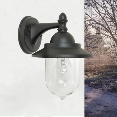Produktbild von Außenlampe Wand E27 IP44 Schwarz Terrasse Hof Glas Aluminium Maritim Außenleuchte Wand