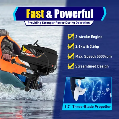Obrázek produktu pro Závěsný motor 3,6 hp Závěsný lodní motor 2 taktní benzínový motor Rybářský lodní motor Motor pro čluny Závěsný motor Vodní chlazení