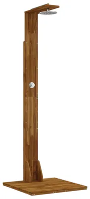 Image de vidaXL : Douche de jardin, 219 cm, en bois d'acacia massif et en acier inoxydable, finition naturelle