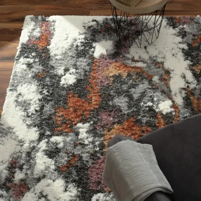 Produktbild von Hochflor Teppich Wohnzimmer Esszimmer Shaggy Vintage Abstraktes Muster Grösse 140x200 cm