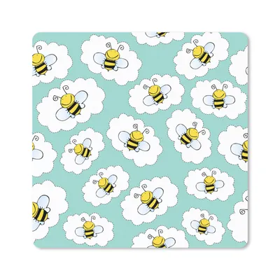 Produktbild von MuchoWow® Mauspad Mousepad Biene - Insekten - Muster - Grün 20x20 cm - Mousepads - Maus Mat - Pad - Mausunterlage - Desk Mat - Bureauartikeln