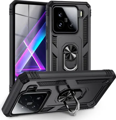 Image de Coque de protection NALIA pour Xiaomi 15 – Compatible avec support anneau 360° et fixation magnétique – RINGDEFEND (coque d'extérieur) – Marque berlinoise – Noir volcanique