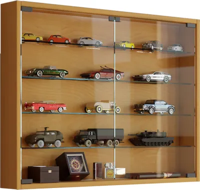 Produktbild von Vitrinenschrank Glas Wandschrank Vitrine Sammlervitrine Hängeschrank Buche Nachbildung