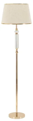 Immagine prodotto di Lampada da Terra Praga Glam 165cm - Piantana in metallo dorato con applicazioni trasparenti e paralume in tessuto beige - 40W E27
