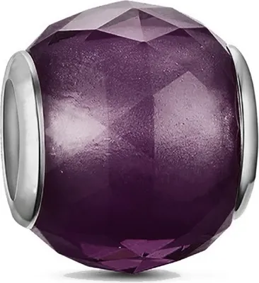 Produktbild von PANDACHARMS Kleiner Lila Facettenglas Charm, 925er Sterling Silber, passt zu Pandora