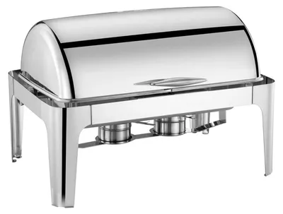 Produktbild von Chafing Dish - Buffetwärmer mit Rolltop-Deckel - 9 Qt (ca. 8,5 l) - Rechteckig - Deckel mit Sichtfenster - Edelstahl