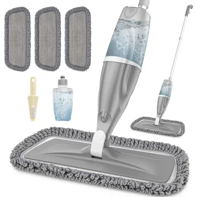 Zdjęcie produktu dla Omgoods - Mop spryskujący z mikrofibry z 3 wymiennymi nakładkami - do czyszczenia twardych podłóg