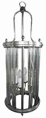 Produktbild von Casa Padrino Haengeleuchte Laterne Messing vernickelt mit Glas im Vintage Stil