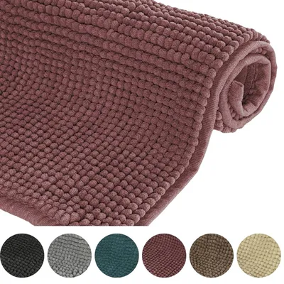 Produktbild von Badematte Badezimmerteppich Chenille Mikrofaser Rutschfest Weich Lila Violett MADURA 40x60 cm