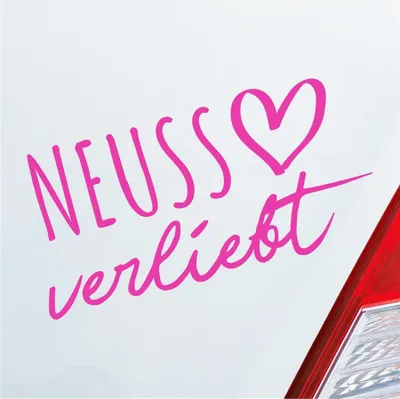 Produktbild von Auto Aufkleber Neuss verliebt Herz Stadt Heimat Liebe Car 19x10 cm Pink Sticker Heckscheibenaufkleber