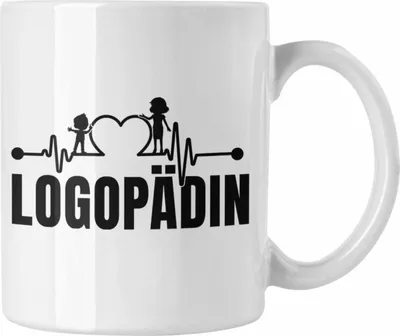 Produktbild von Trendation - Logopädin Herzschlag Tasse Geschenk Logopädie Logopäde (Weiß)