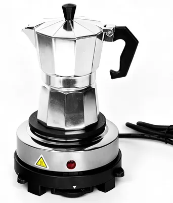 Produktbild von Elektrischer Espressokocher 500W, Mini Kochplatte für 1–3 Tassen Kaffee, 6 Stufen Temperaturregelung, Gusseisen Heizplatte, kompakt für kleine Küche