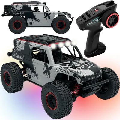 Produktbild von Overmax X-Jackal Ferngesteuertes RC Auto Monster Truck 1:20 4WD RTR mit LED-Beleuchtung, bis 30 km/h, 2,4 GHz, Li-Ion Akku 600 mAh