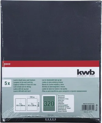 Produktbild von kwb wasserfester Schleifpapierbogen 230x280 mm aus Siliziumcarbid mit Körnung 32