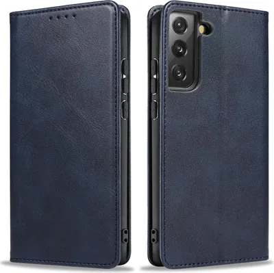 Produktbild von Handyhülle für Samsung Galaxy S21 FE Kunstleder Flip Cover Hülle Handytasche Case Kartenfach Farbe: Blau
