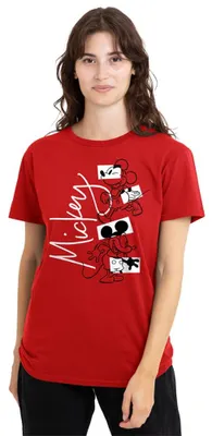 Image de T-shirt pour femme, motif géométrique Mickey Mouse de Disney, couleur rouge, taille XXL
