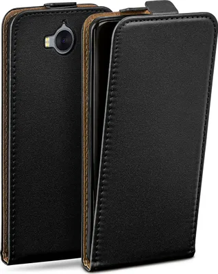 Produktbild von moex® Flip Case kompatibel mit Huawei Y6 (2017) - Hülle mit 360 Grad Schutz, Schwarz