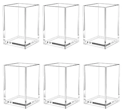 Produktbild von 6 Stiftehalter aus Acryl, 10 x 6,5 x 6,5 cm, transparent, für Büro, Schule, Zuhause