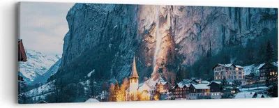Produktbild von Bild auf Leinwand - Leinwandbild - Einteilig - Lauterbrunnen Schweiz Tal - 90x30cm - Wand Bild - Wanddeko - Wandbilder - Leinwanddruck - Bilder - Wanddekoration - Leinwand bilder - AB90x30-4834