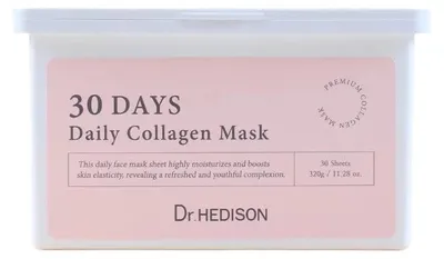 Image de Setzen Dr. Hedison, Masque visage vegan intensément hydratant à l'acide hyaluronique, 30 jours de soins quotidiens, 30 pièces, 320 g