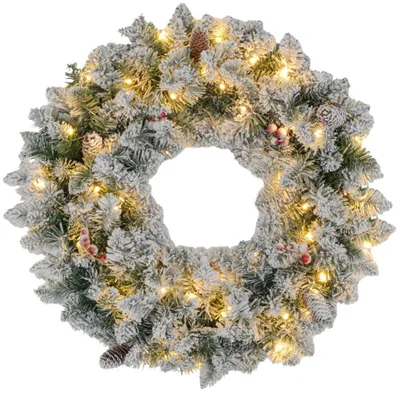 Produktbild von Weihnachtskranz mit LED-Beleuchtung,Dekorativer realistisches Aussehen, Ø60 x 10 cm