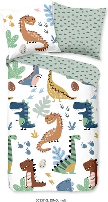 Produktbild von Good Morning Bettwäsche-Garnitur Dino Farbe Multi Größe 135x200+80x80
