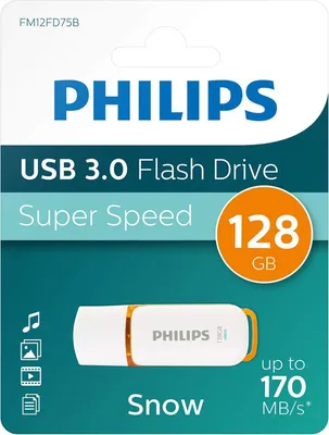 Obrázok produktu pre Philips FM12FD75B/00, 128 GB, USB Typ-A, 3.2 Gen 1 (3.1 Gen 1), Čiapky, 8 g, Oranžová, Biela