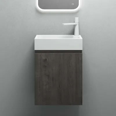 Produktbild von Mai & Mai Badmöbelset Badezimmermöbel bestehend aus Waschbecken und Waschbeckenunterschrank in grau-braun, BTH: 46x26x63cm Pisa02