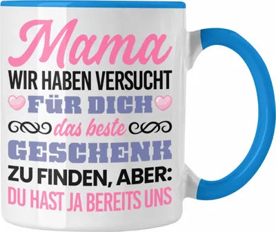 Produktbild von Trendation - Mama Tasse Geschenk zum Muttertag Weihnachten Geburtstag Geschenkidee von Kindern Sohn und Tochter (Blau)