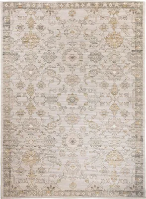 Produktbild von Wollteppich 200x285 - Beige - Naturwolle - Baumwolle - 800 g/m² - Vintage-Stil - Wohnzimmer Teppich - Kurzflor - Ornamentmuster