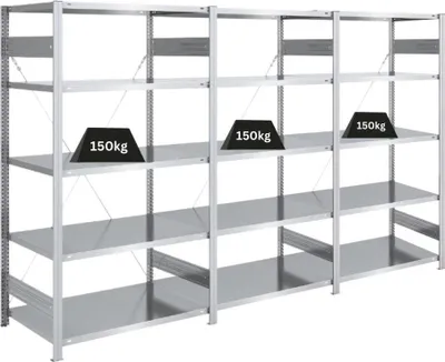 Produktbild von Schwerlastregal SILVER MAMBA  Germany | HxBxT 200x300x60cm | 5 Ebenen je 150kg Fachlast | Verzinkt