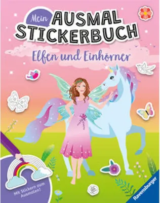 Image de Ravensburger Buch Kreativität Mein Ausmalstickerbuch Elfen und Einhörner 48845
