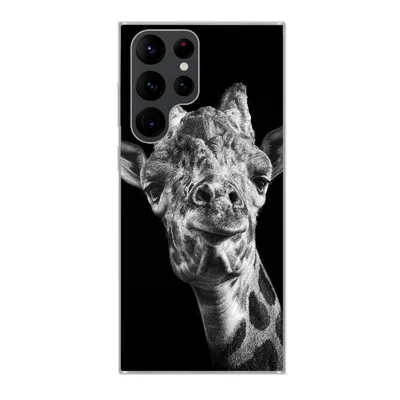 Produktbild von MuchoWow® Handyhülle Schutzhülle Hülle für Samsung Galaxy S22 Ultra Giraffe - Tier - Schwarz - Weiß Silikon Softcase Handy Hülle - Abbildung
