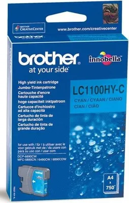 Zdjęcie produktu dla Brother LC1100HYC, Cyjan, 1 szt., 750 stron(y), Jednopak